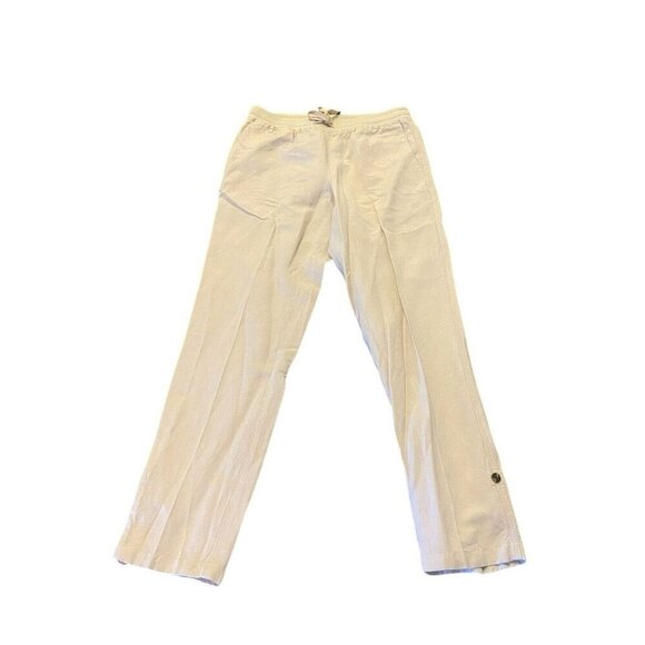 J. Jill Linen Blend Roll Up Pants XS Beige Pockets Drawstring - Picture 1 of 8